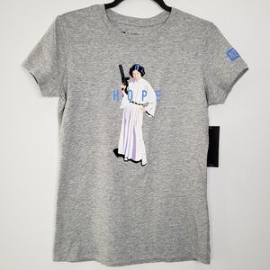 Star Wars x Neff Womens Princess Leia HOPE T-Shirt Disney Gray Heather Medium